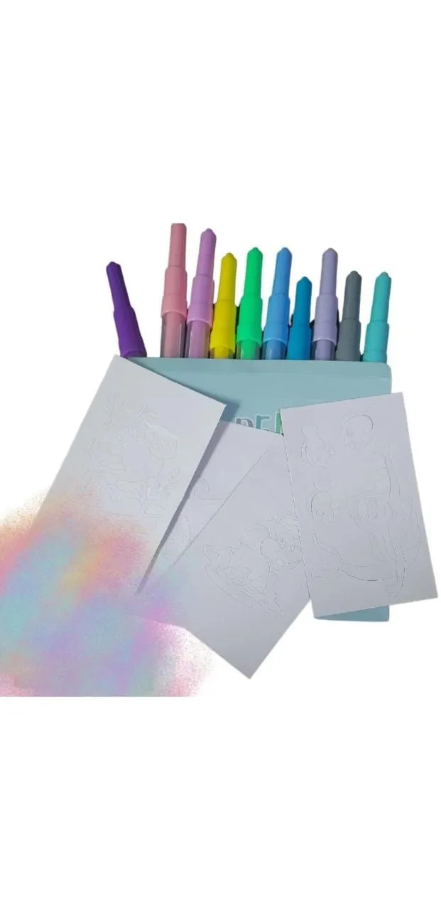 10 Color Spray Art Marker Blowpens with stencil