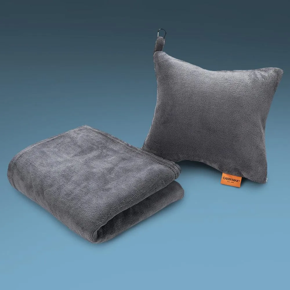 2 in 1 Travel Blanket and Pillow Set - Warm Blanket and Inflatable Pillow in One