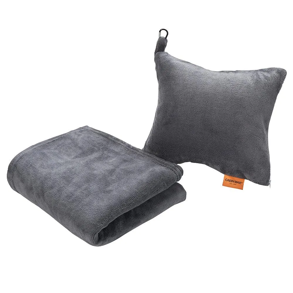 2 in 1 Travel Blanket and Pillow Set - Warm Blanket and Inflatable Pillow in One