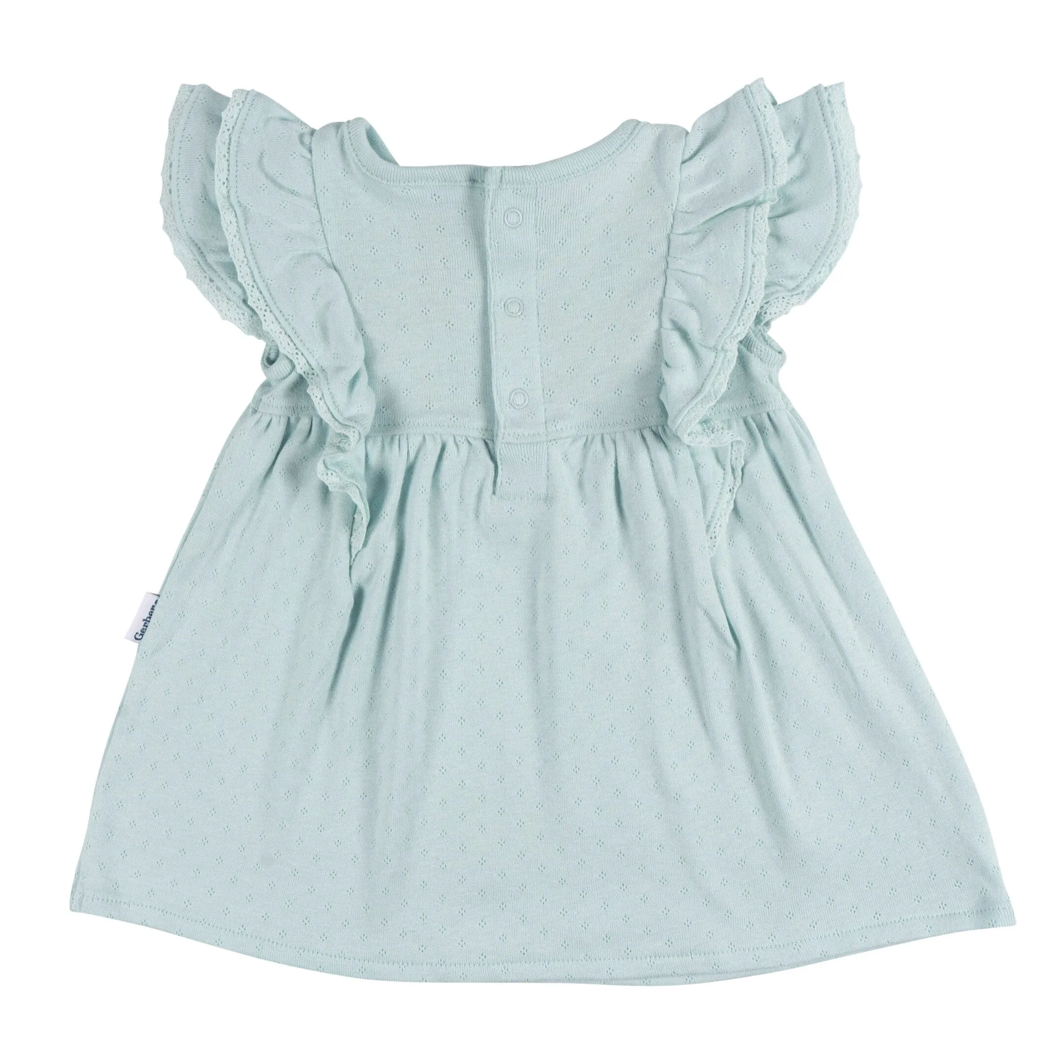 2-Piece Baby Girls Aqua Blue Dress & Diaper Cover Set