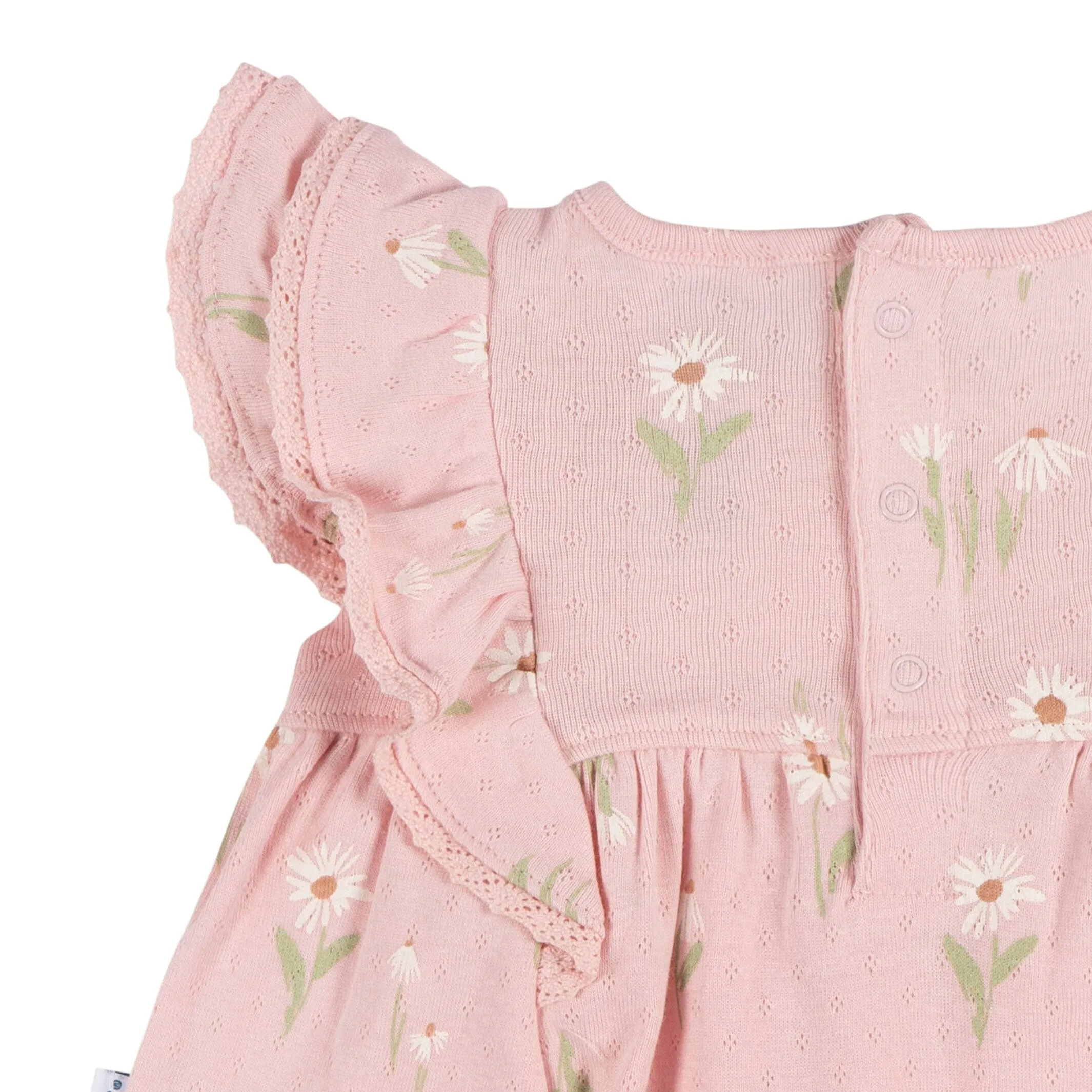 2-Piece Baby Girls Daisies Dress & Diaper Cover Set