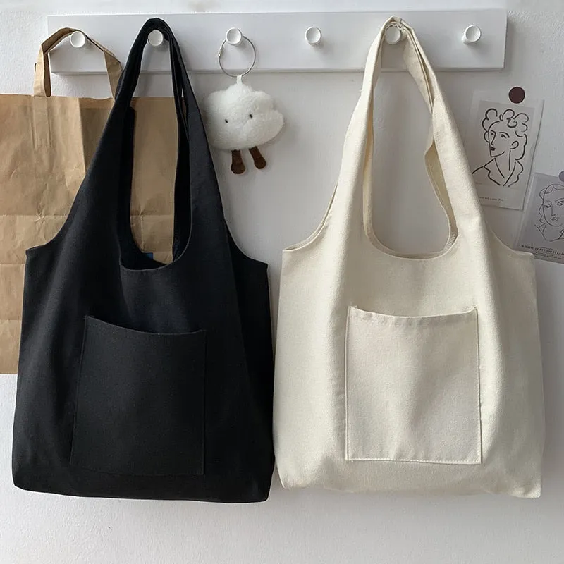 2023 Shopping Bag Woman Bag Pure Color Series Beige Reusable Harajuku Commuter Simple Large Capacity Fashion Tote Bag