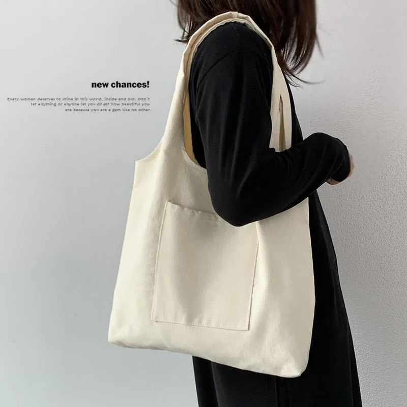 2023 Shopping Bag Woman Bag Pure Color Series Beige Reusable Harajuku Commuter Simple Large Capacity Fashion Tote Bag