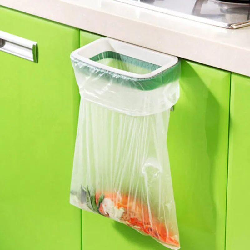 2PCS Foldable Creative Hanging Trash Rubbish Bag Holder Garbage Rack Cupboard Cabinet Storage Hanger for kitchen