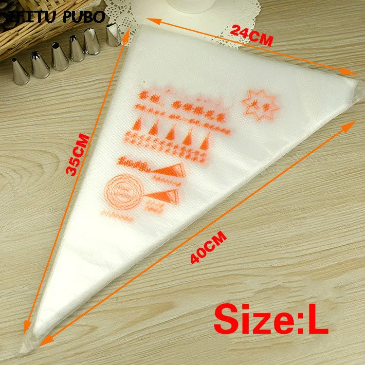 50PCS Small/Large Size Disposable Piping Bag Icing Fondant Cake Cream bag Decorating Pastry Tip Tool GYH