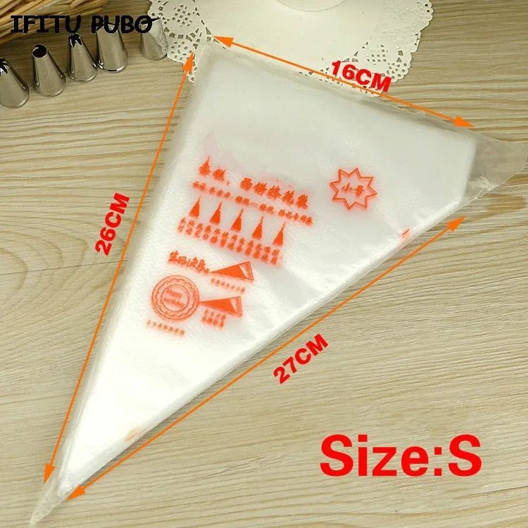 50PCS Small/Large Size Disposable Piping Bag Icing Fondant Cake Cream bag Decorating Pastry Tip Tool GYH