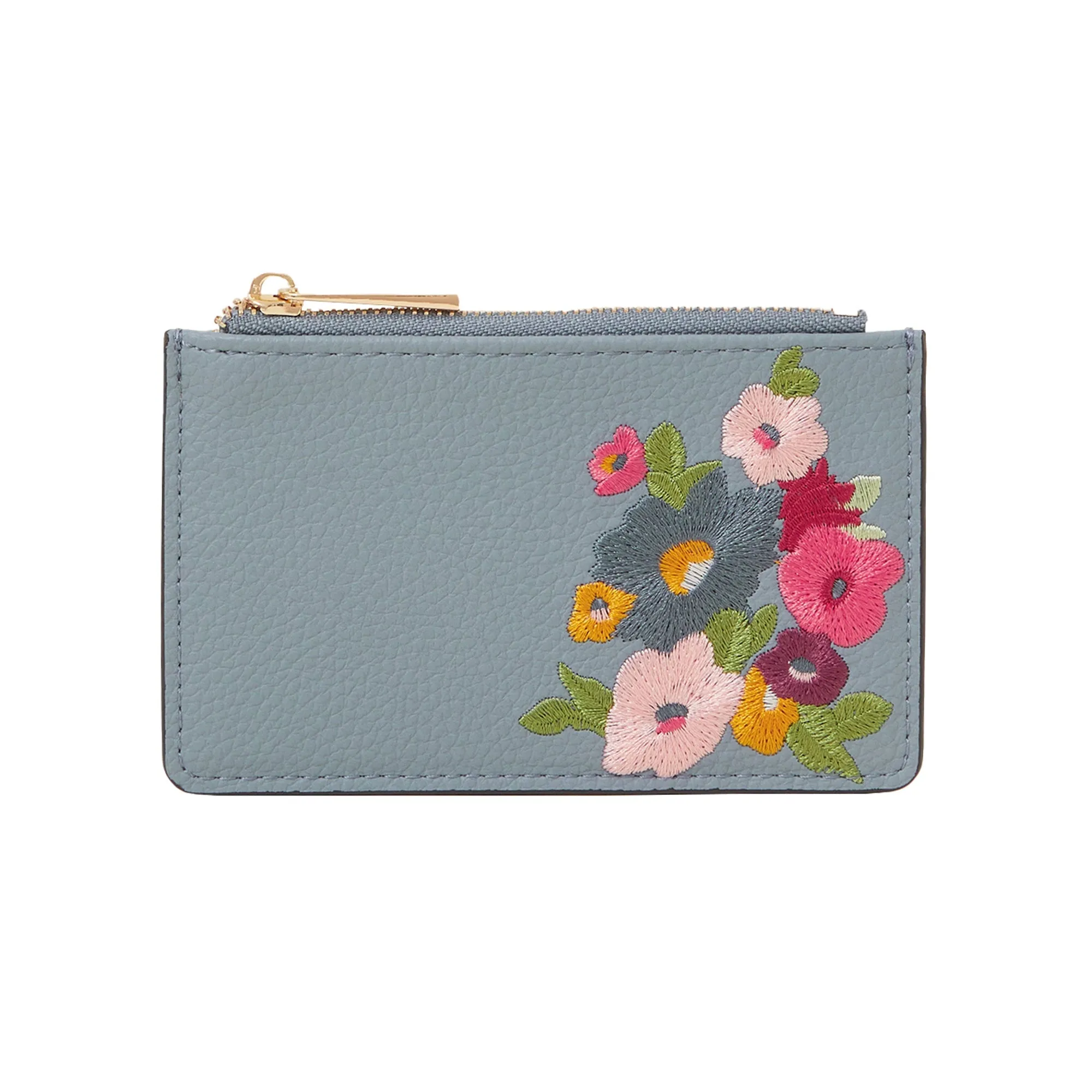 Accessorize London Women's Floral Embroidered Card Holder Blue