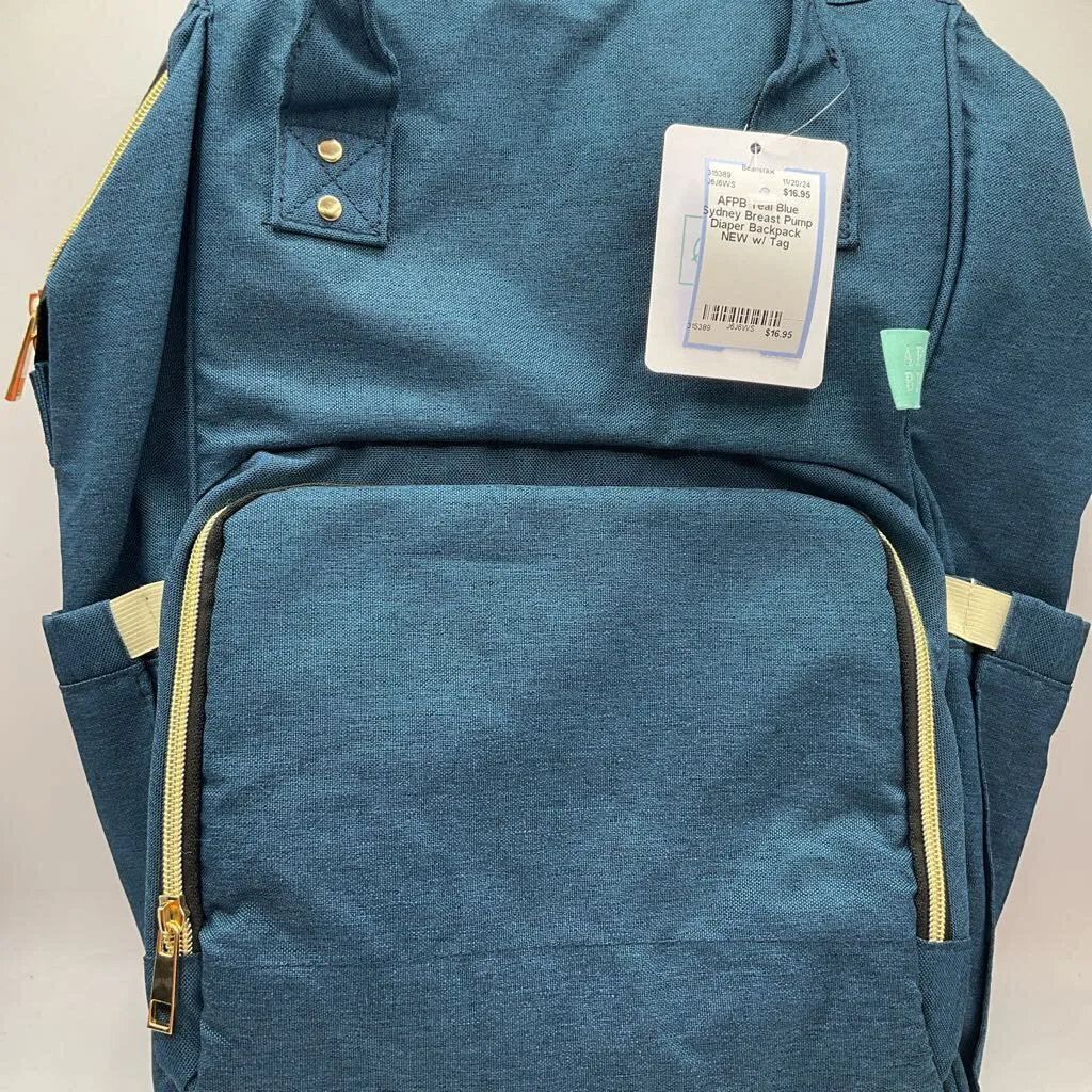 AFPB Teal Blue Sydney Breast Pump Diaper Backpack NEW w/ Tag