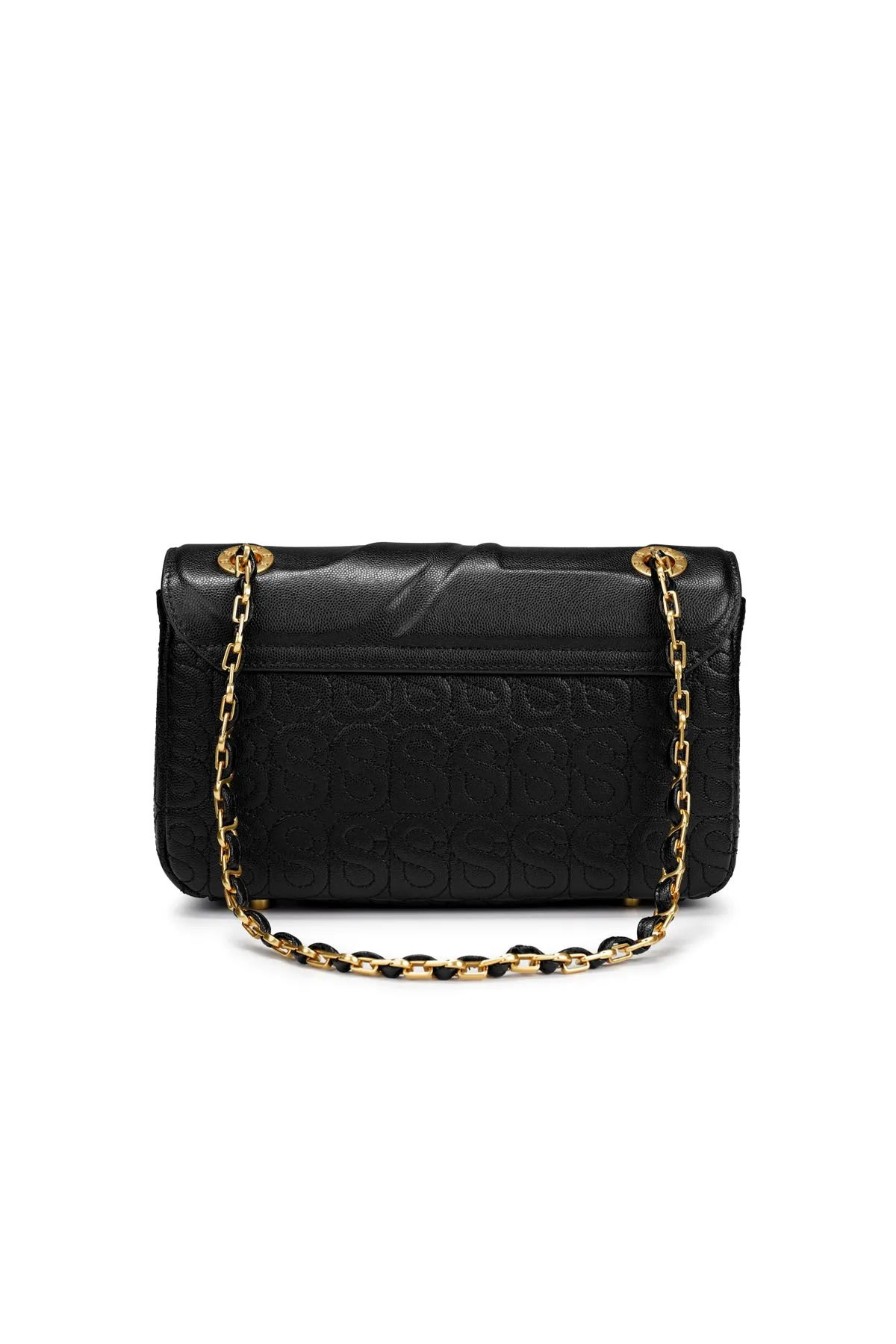 Aluna Leather Flap Bag Medium - Black