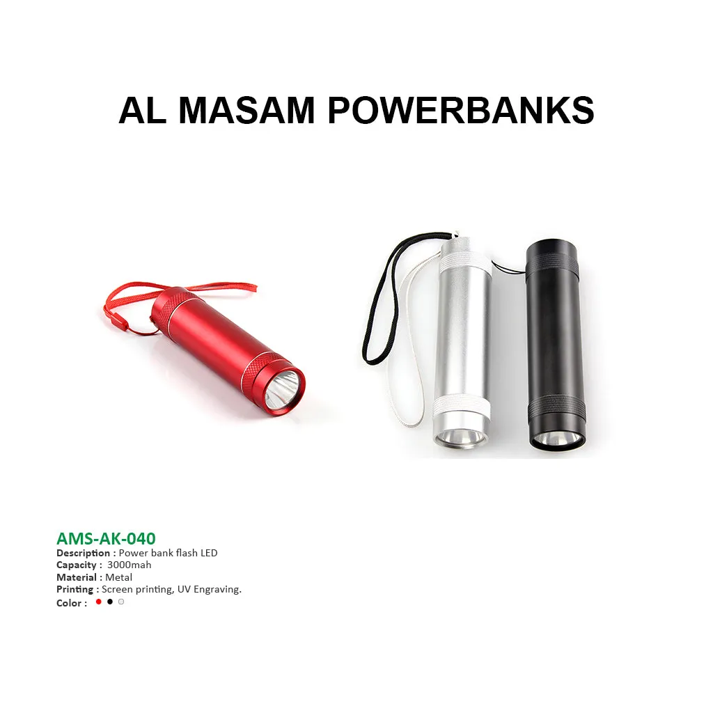 AMS-AK-040 - Power bank with Flash light - 3000 mAh