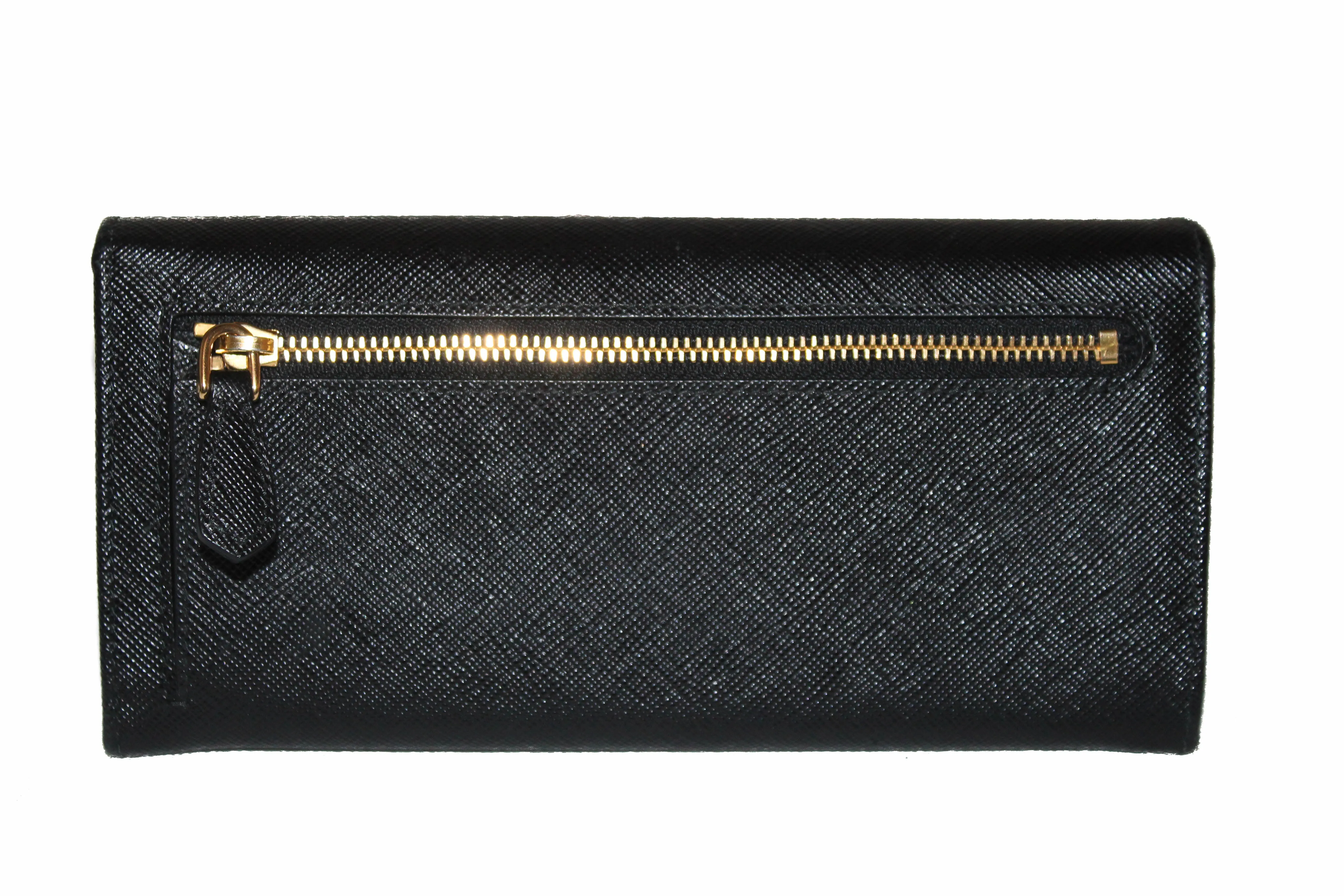 Authentic New Prada Black Saffiano Leather Long Wallet 1MH132