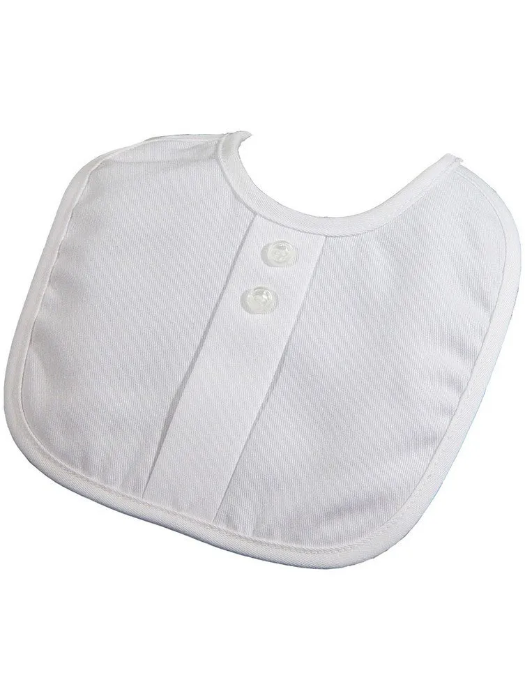 Baby Boys White Buttons Polyrayon Gabardine Bib