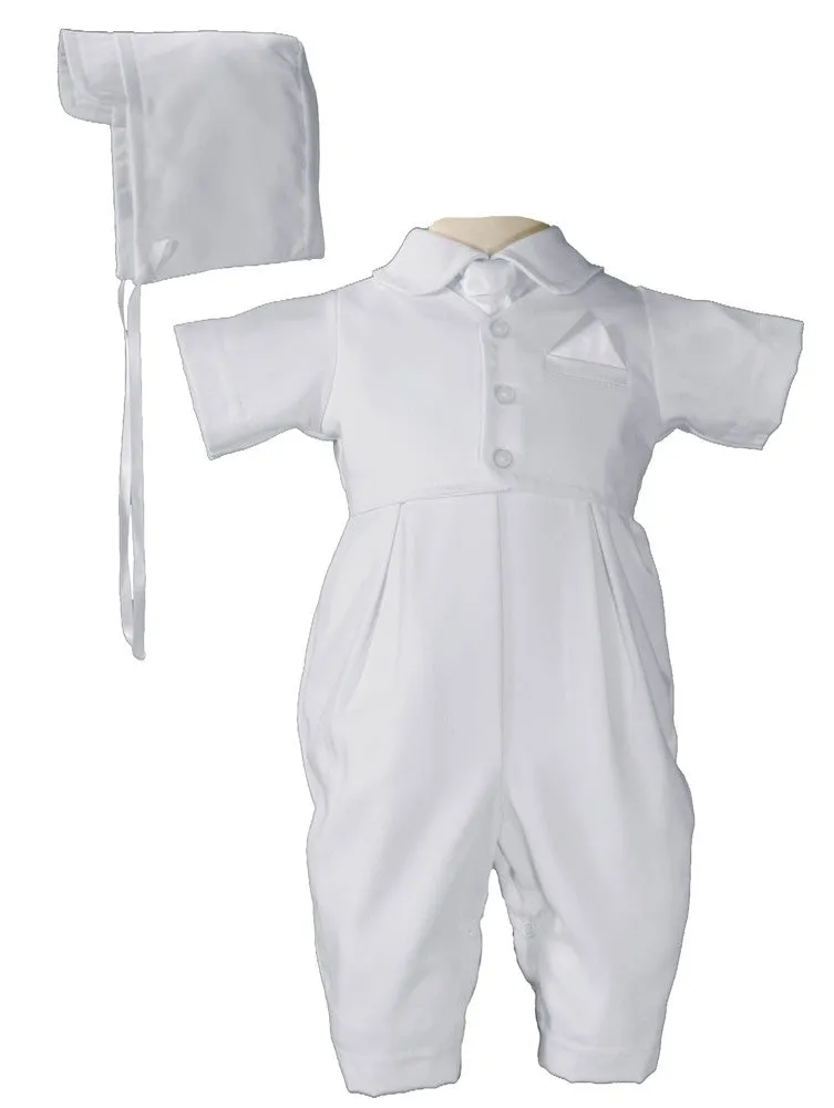 Baby Boys White Vested Gabardine Short Sleeve Christening Outfit NB-24M