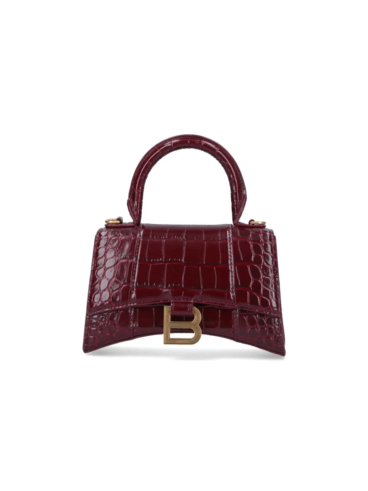 BALENCIAGA HOURGLASS CROCODILE EFFECT LEATHER BAG