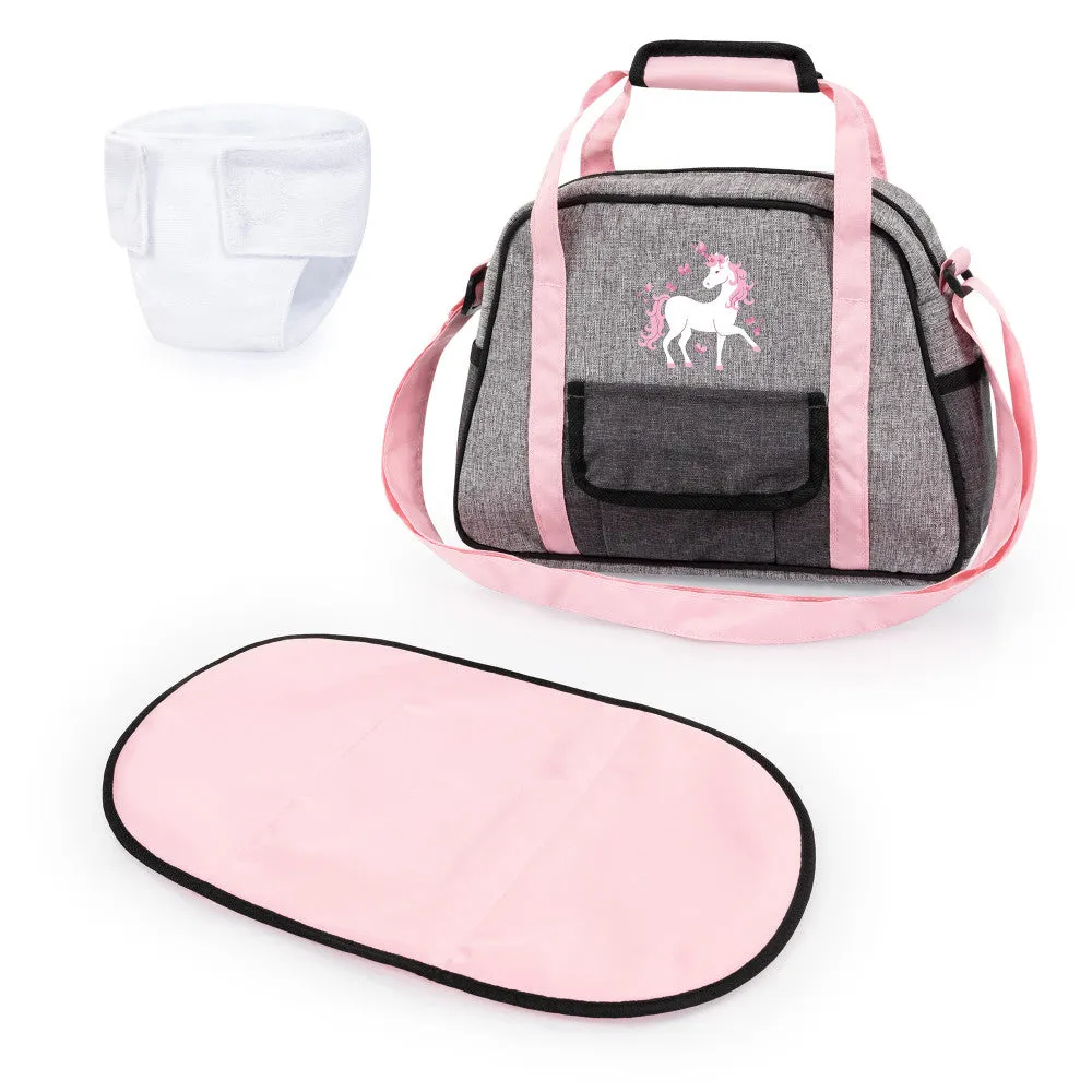 Bayer Design Unicorn Nursery Doll Bag Set - Grey & Pink