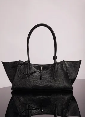 black embossed lizard leather fang bag