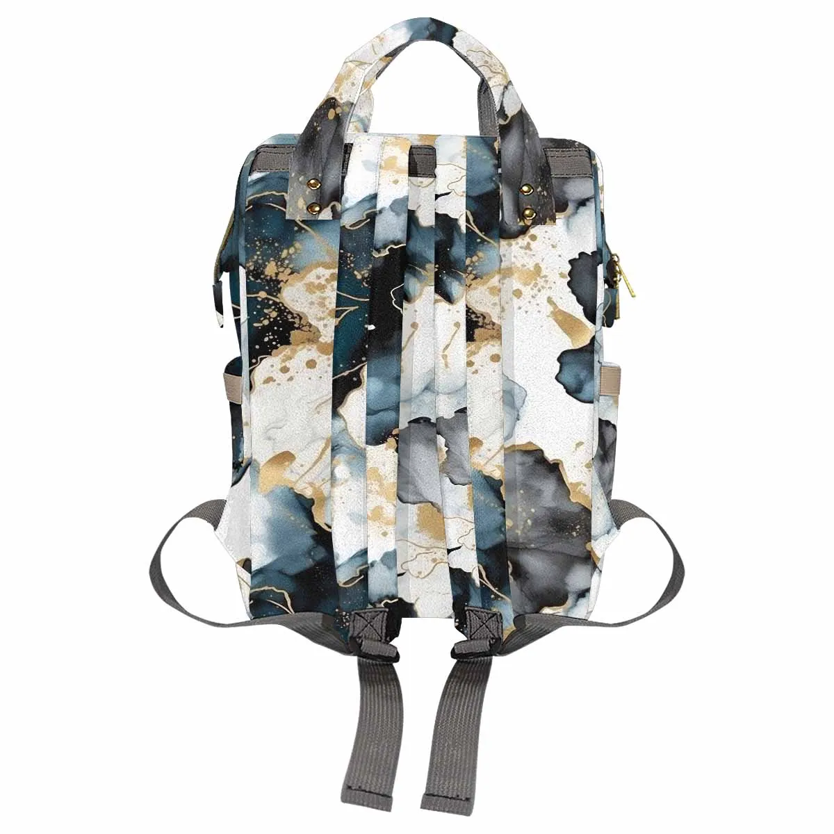 Black Ink Floral  Diaper Bag Backpack