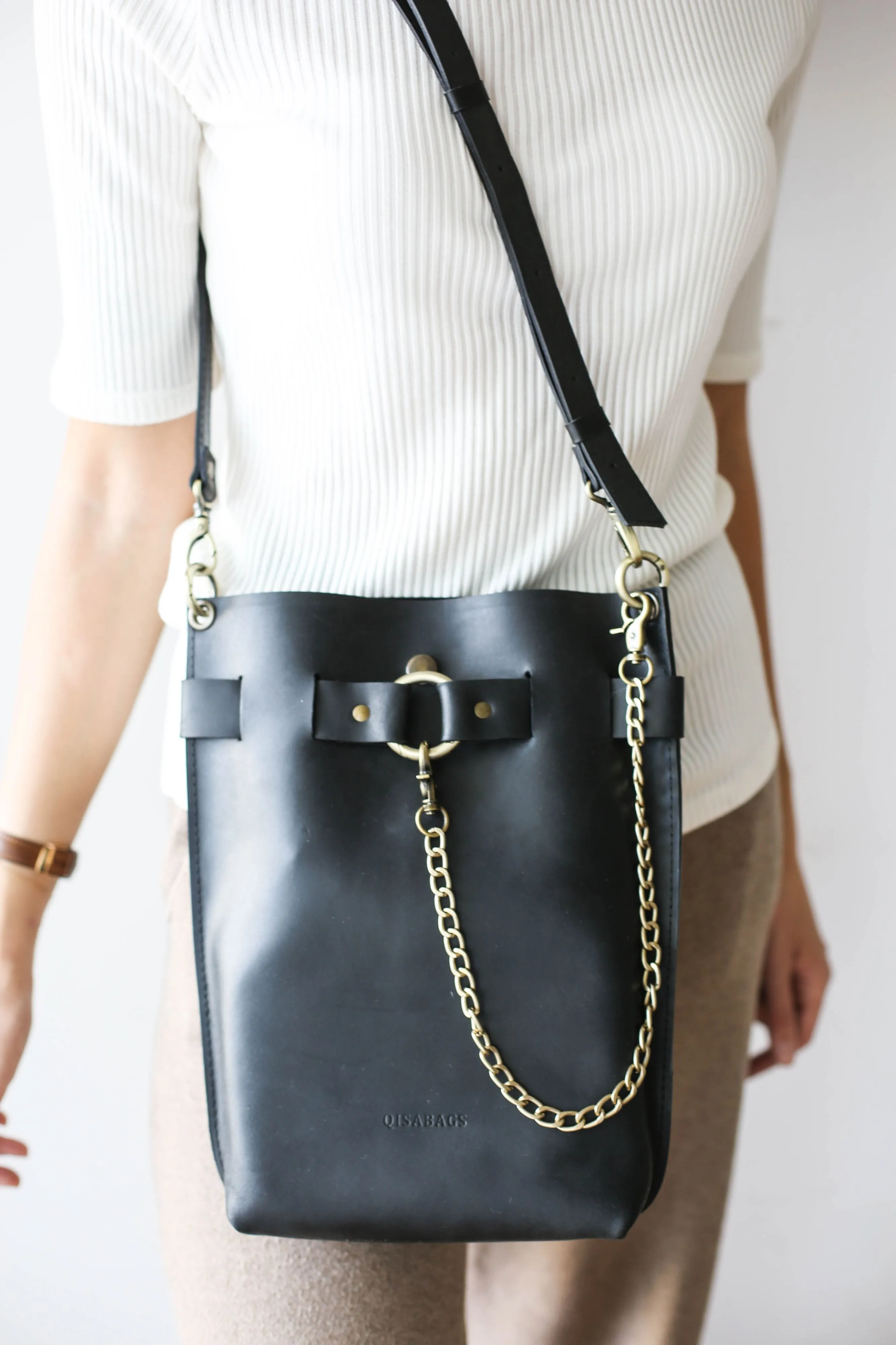 Black Leather Bag - "Ring Belt Edition"