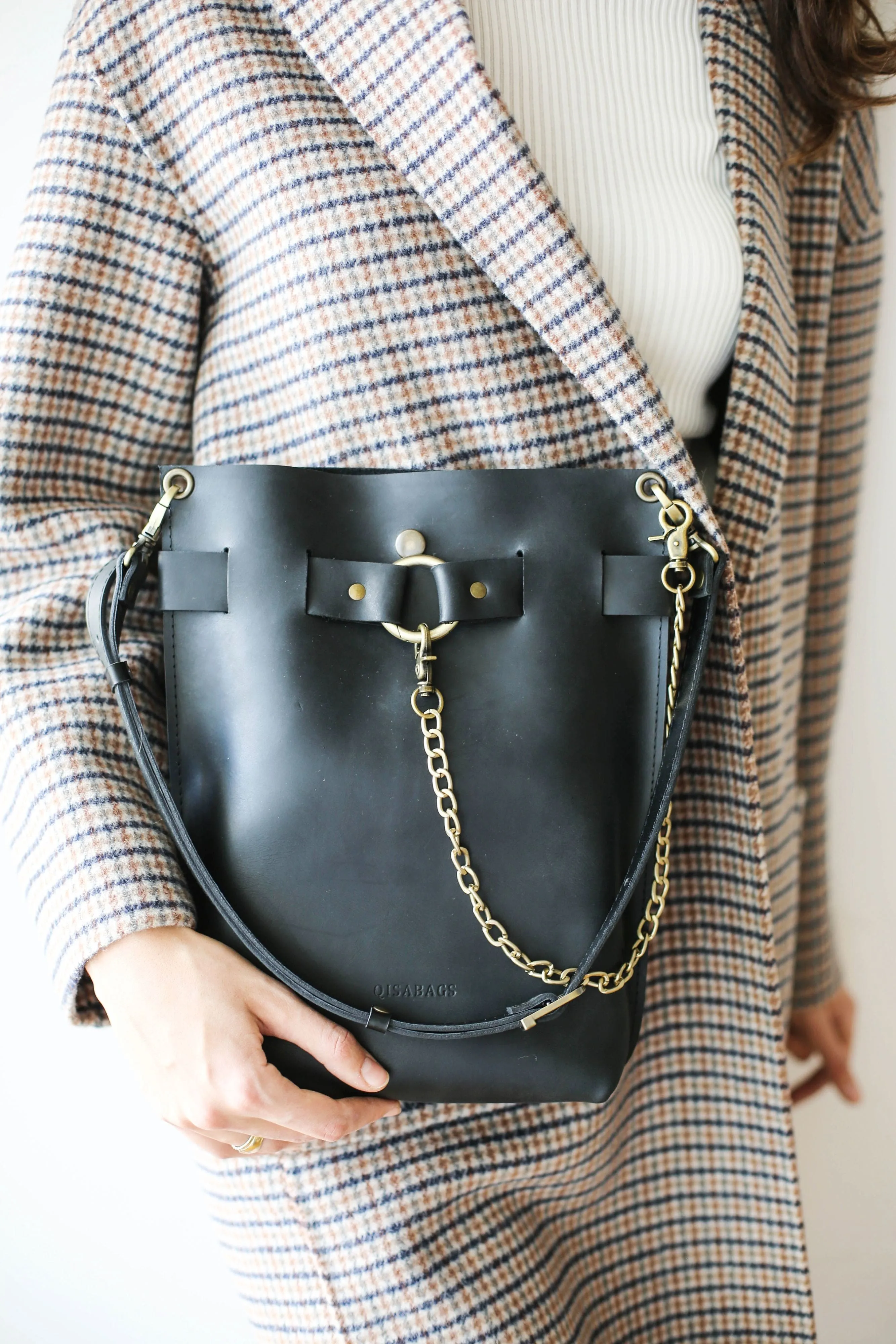 Black Leather Bag - "Ring Belt Edition"