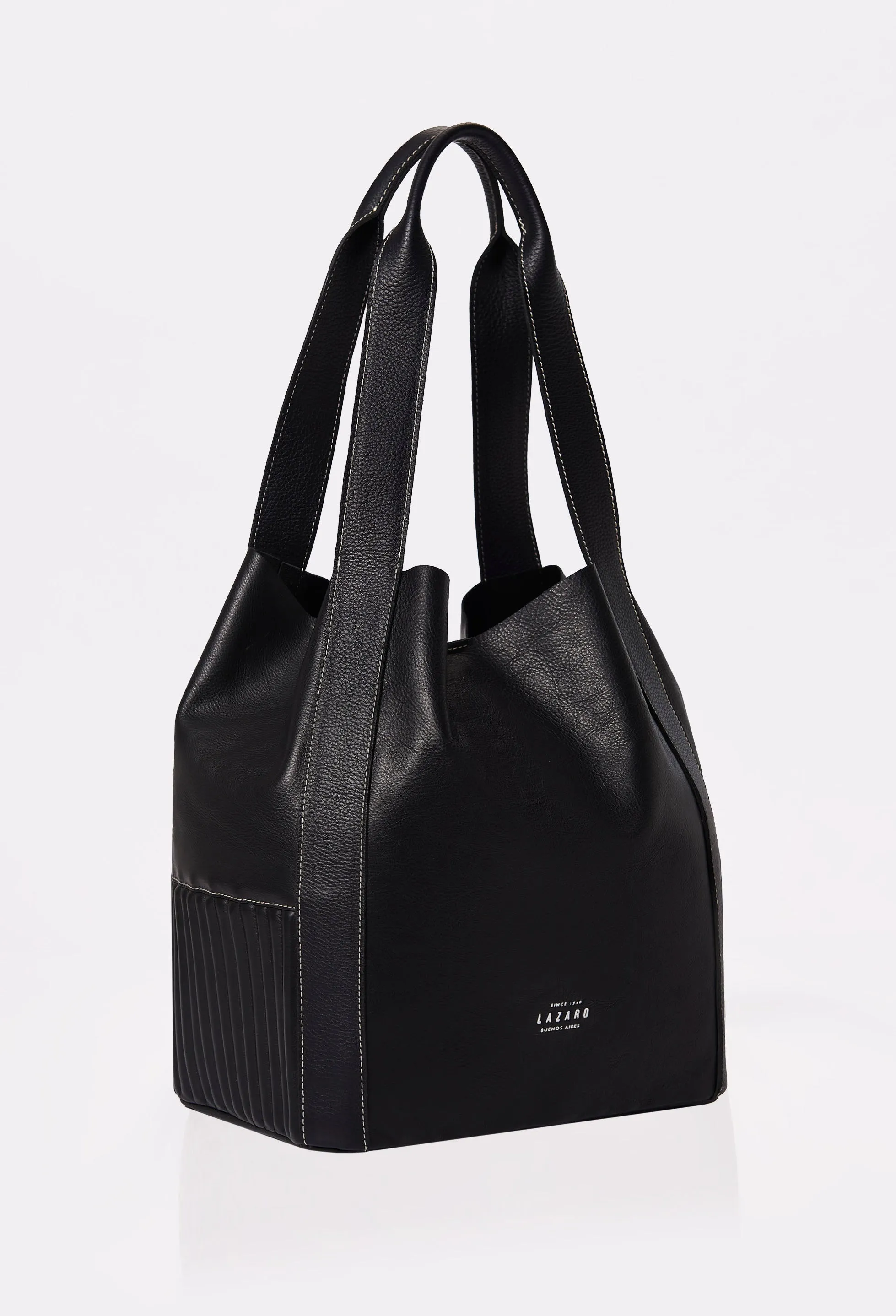 Black Leather Bucket Bag 'Ushuaia'