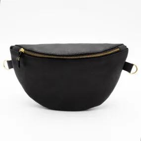 Black Leather Bum Bag (w Gold Fittings)