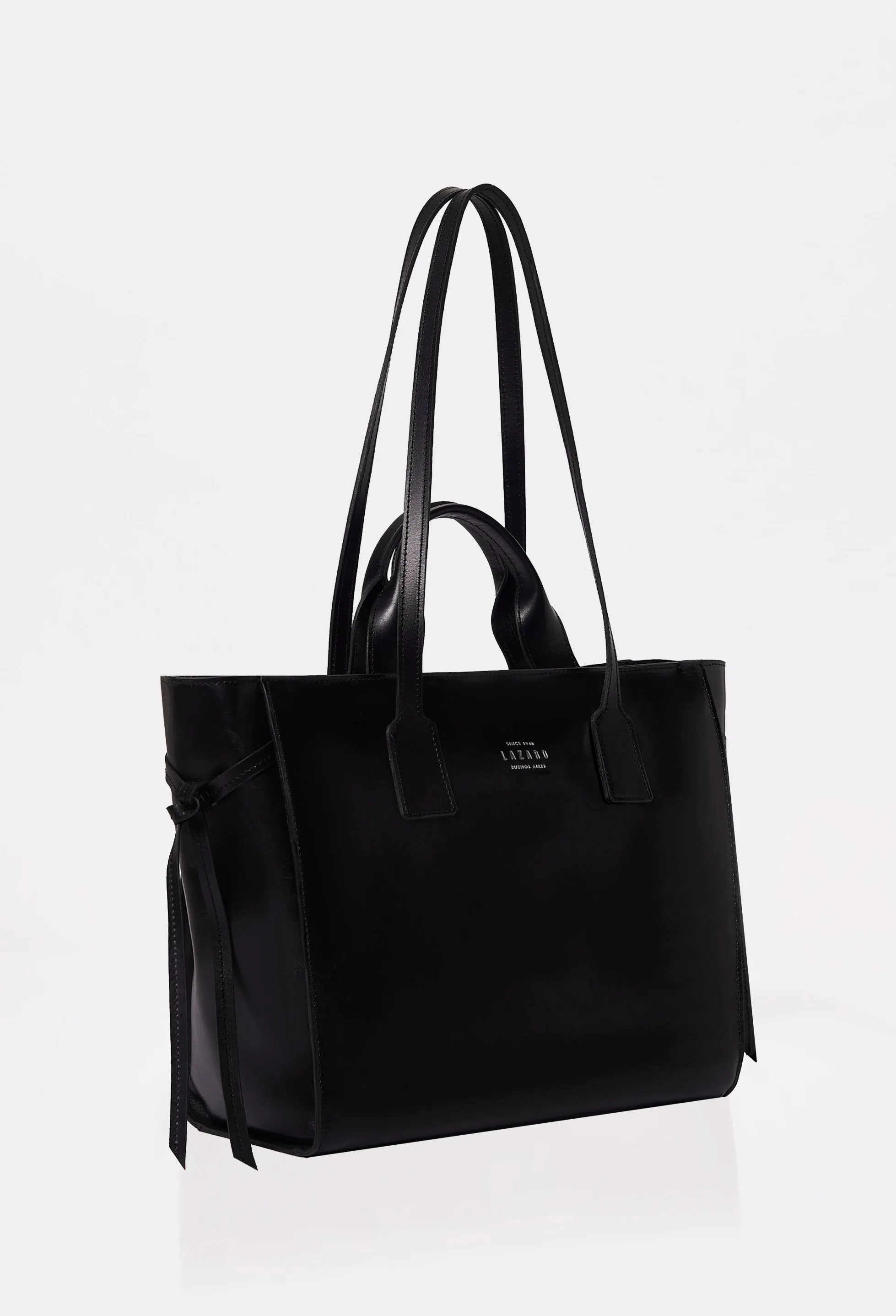 Black Leather Tote Bag 'Lambro'