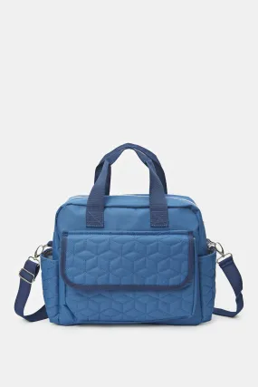 Blue Textured Diaper Bag