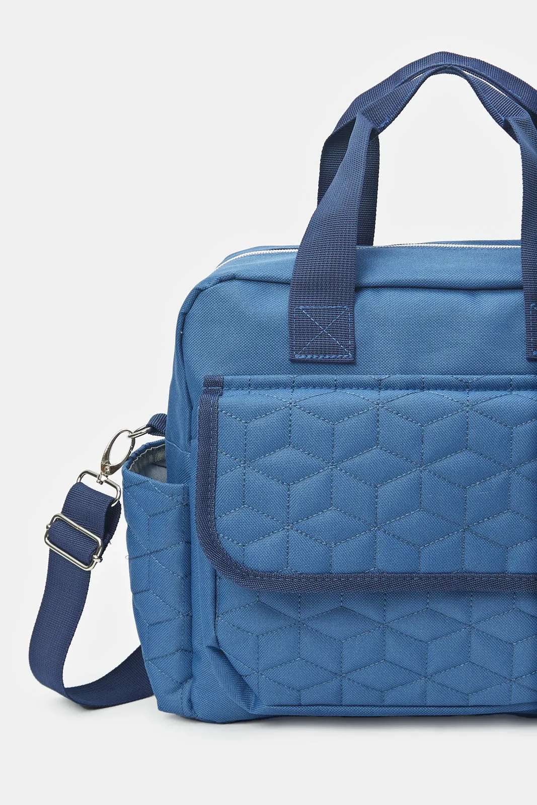 Blue Textured Diaper Bag