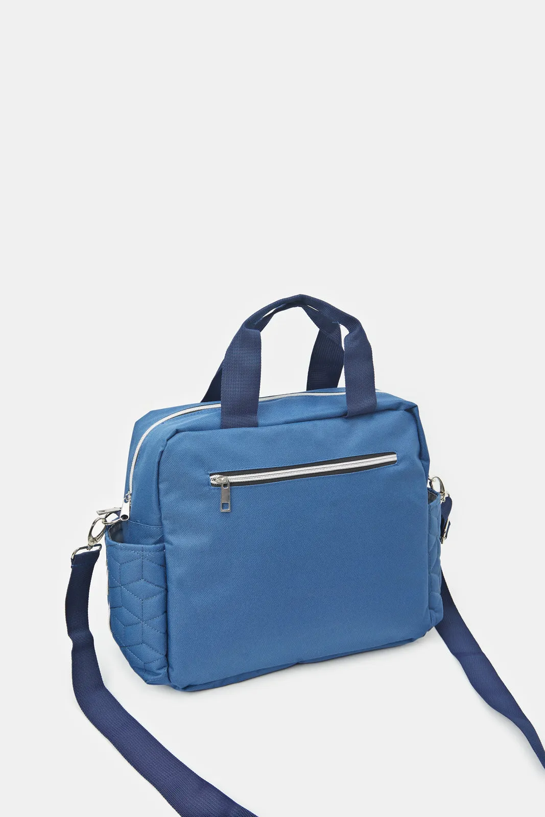 Blue Textured Diaper Bag