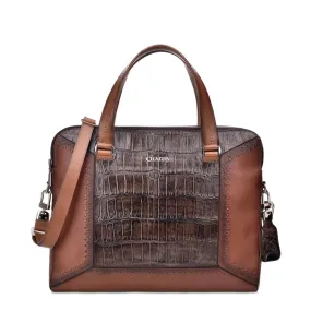 BO409AL - Cuadra sand business casual alligator bag for men / women