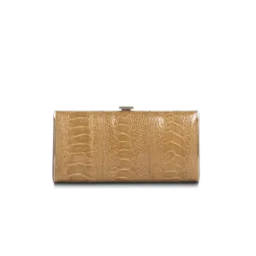 Box Wallet, Tan Ostrich Sh., Gold-Tone