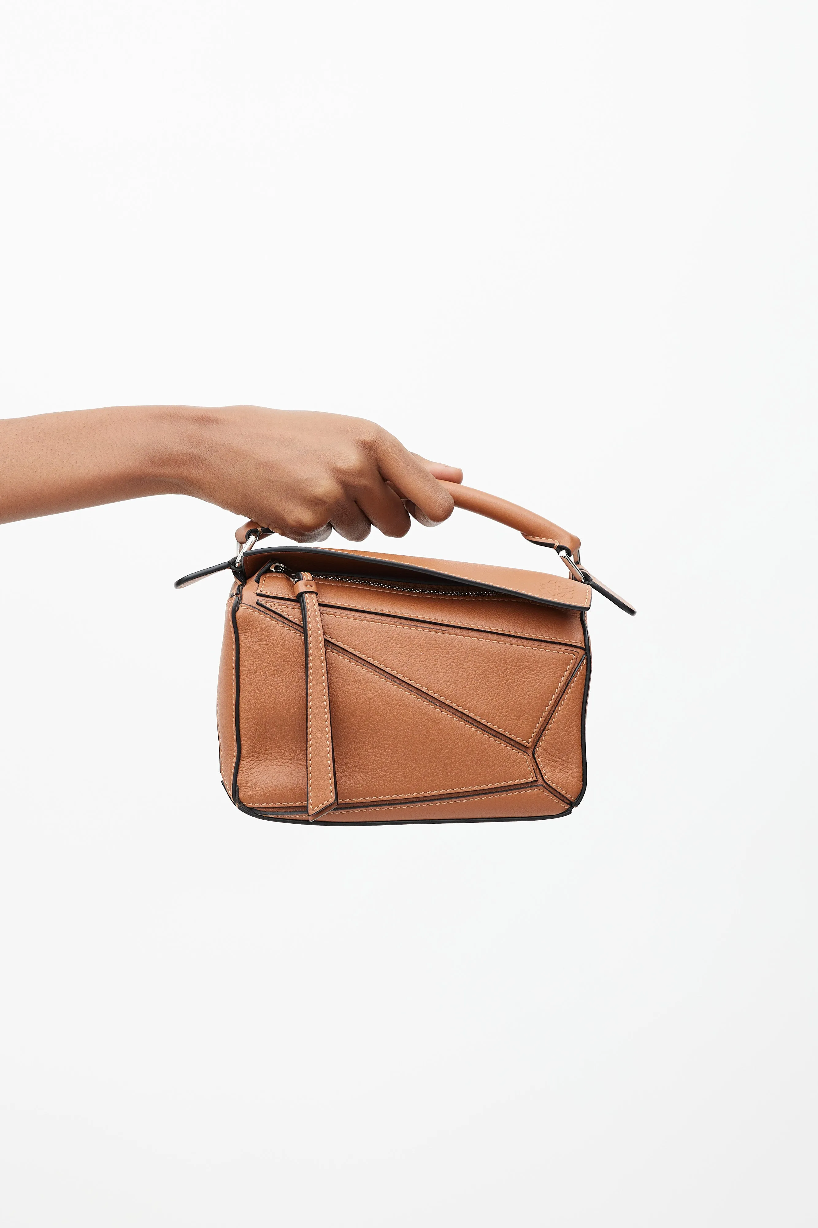 Brown Leather Mini Puzzle Bag