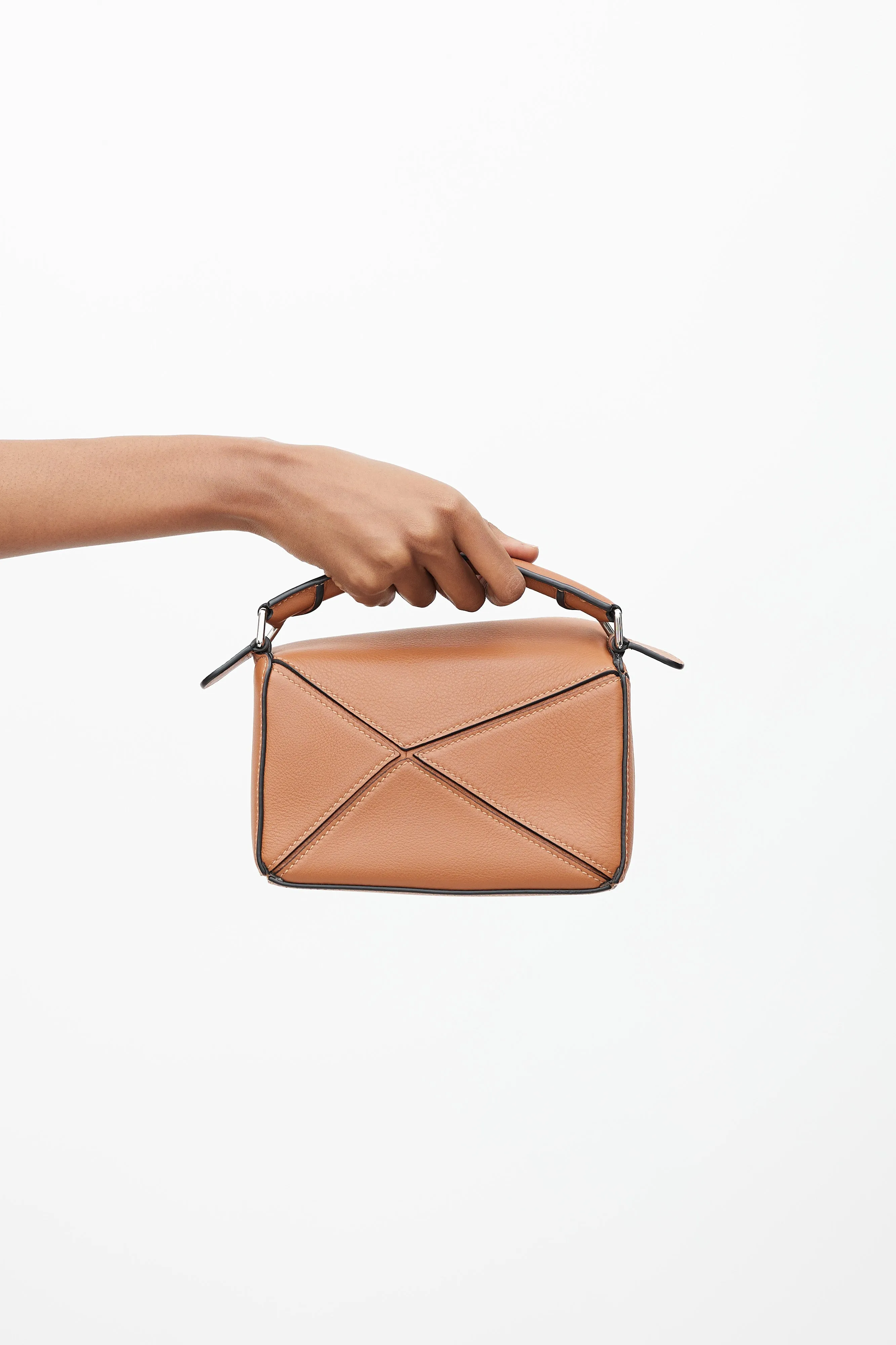 Brown Leather Mini Puzzle Bag