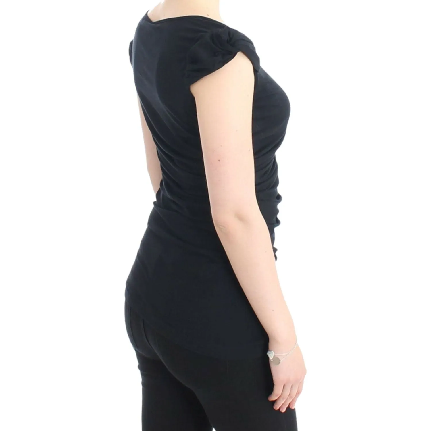 Cavalli Elegant Cap Sleeve Black Top