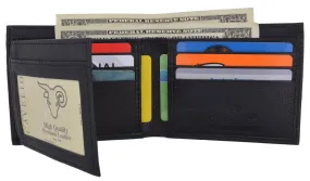 Cavelio Men's Black Bifold Soft Leather Credit Card ID Flap Out Wallet 402888