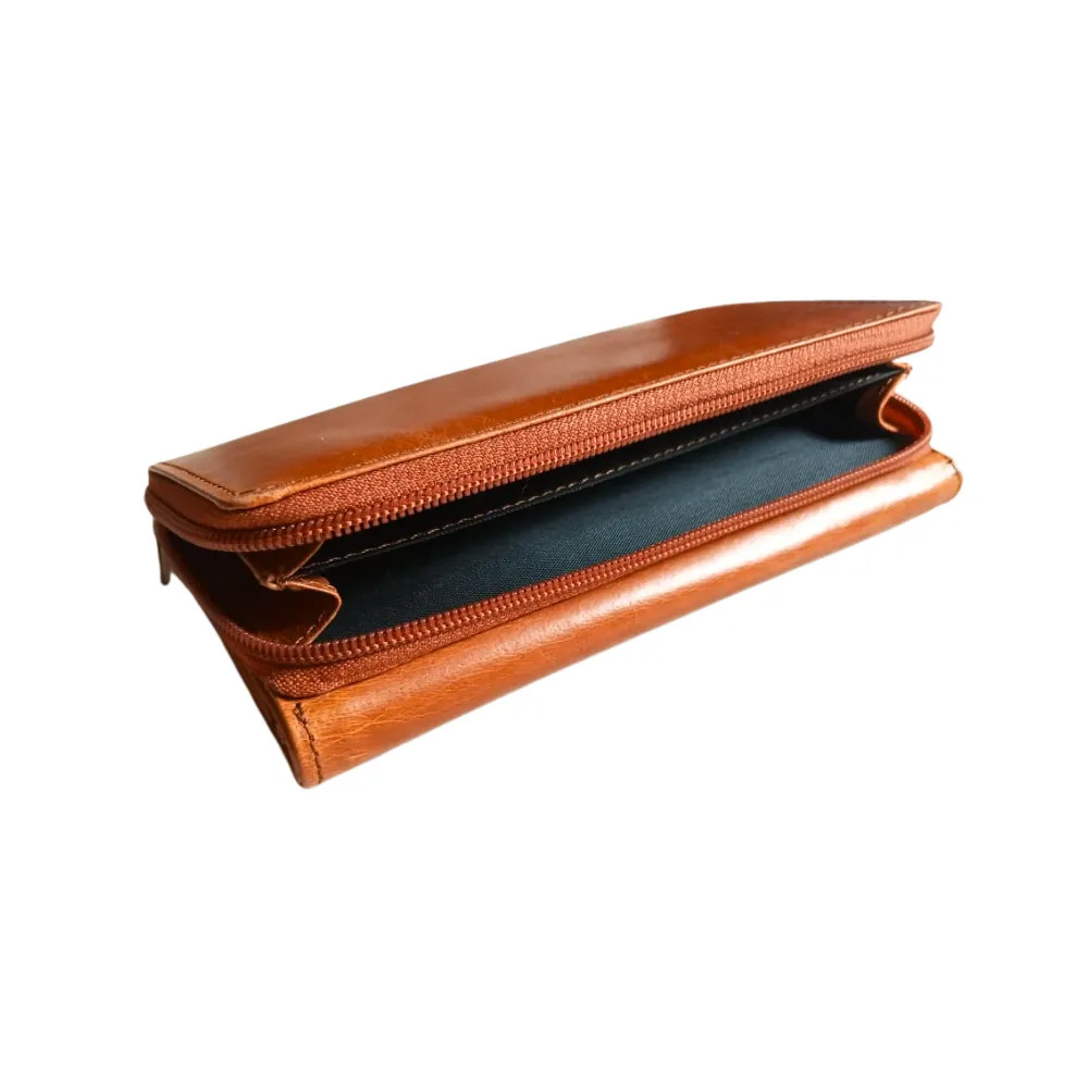 Chestnut Leather Wallet for Women - Tan Leather Women Clutch