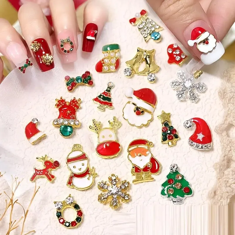 Christmas Nail Art Decals | 3D Snowflake Nail Decals Self Adhesive Santa Claus Snowflake Bell Tree Stick Winter Nail Design