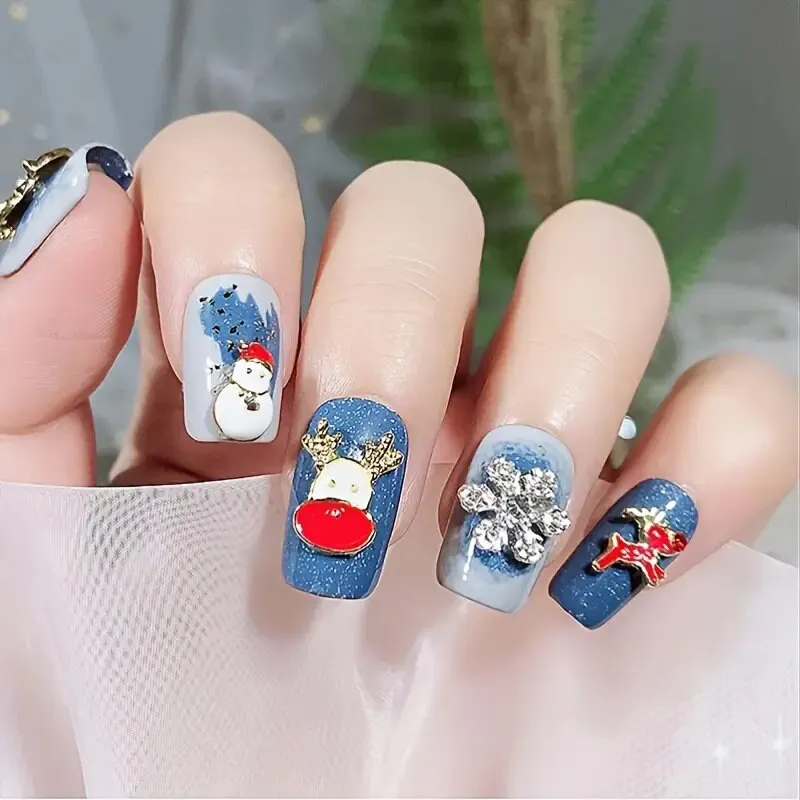 Christmas Nail Art Decals | 3D Snowflake Nail Decals Self Adhesive Santa Claus Snowflake Bell Tree Stick Winter Nail Design