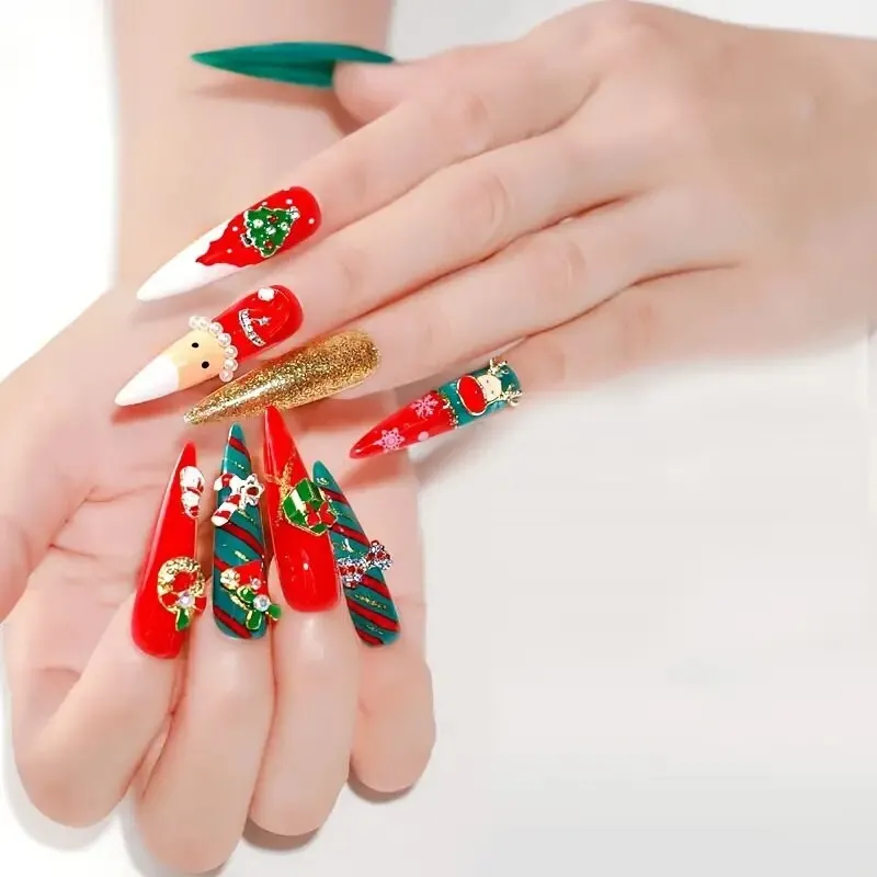 Christmas Nail Art Decals | 3D Snowflake Nail Decals Self Adhesive Santa Claus Snowflake Bell Tree Stick Winter Nail Design