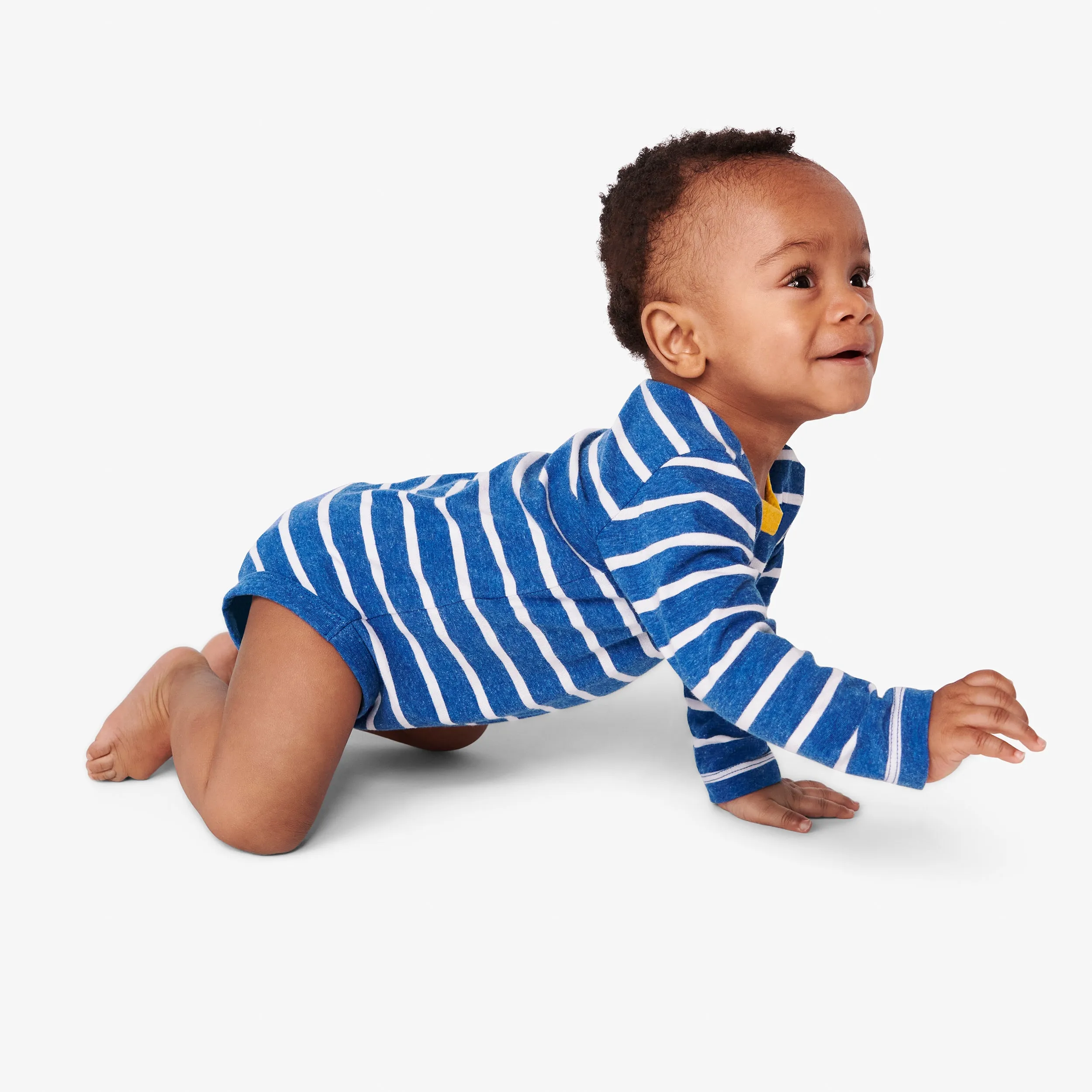 Clearance long sleeve heathered babysuit in stripe