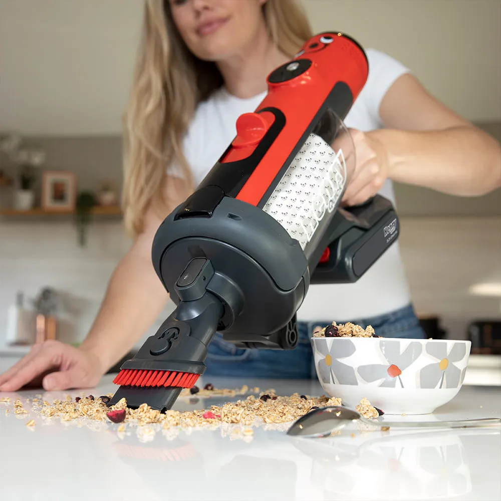 Cordless, portable, bagged stick vacuum