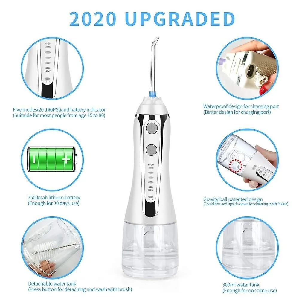 Cordless Water Dental Flosser Oral Irrigator Teeth Cleaner 300ml With Travel Bag