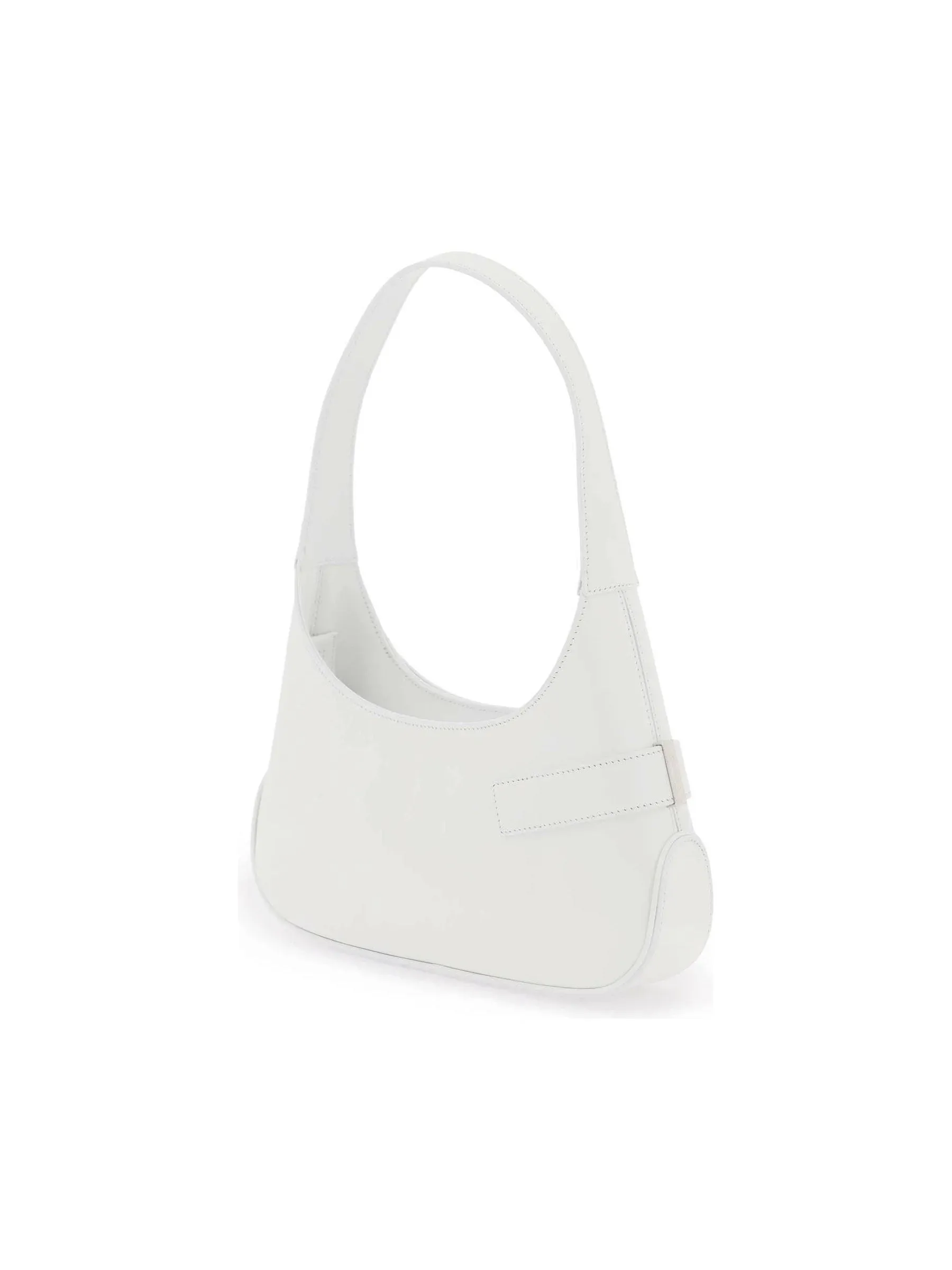 Curved Handle Leather Hobo Bag