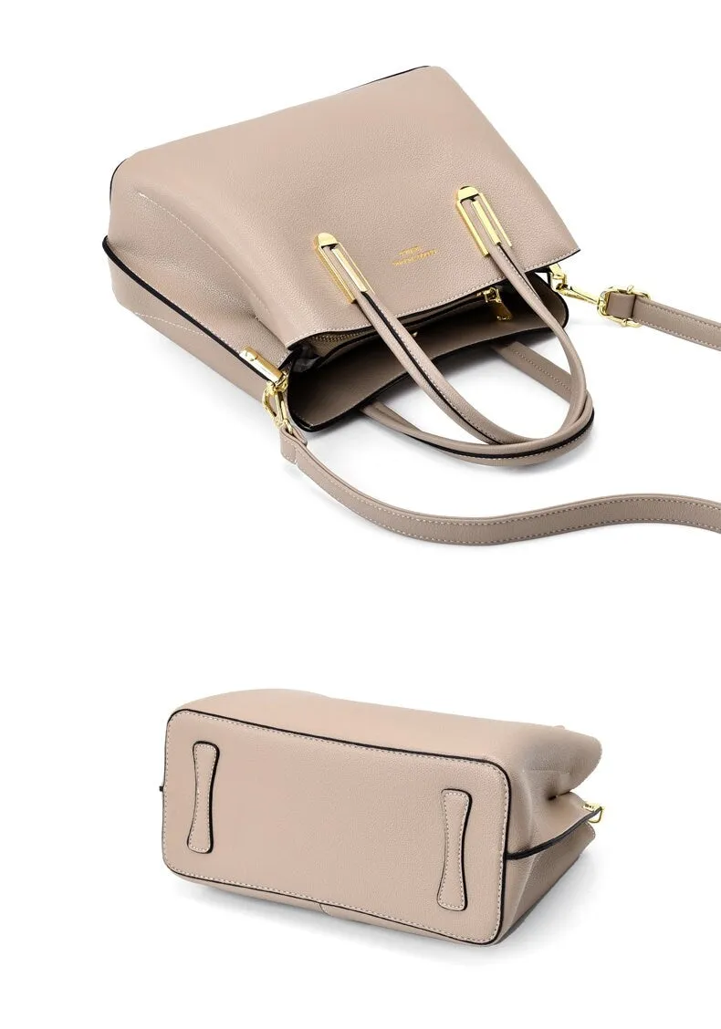 Cute Khaki Solid Color Minimalist Simple Luxury Vegan Leather Large Capacity Handheld Handbag for Women, Shoulder Bag, Crossbody Bag