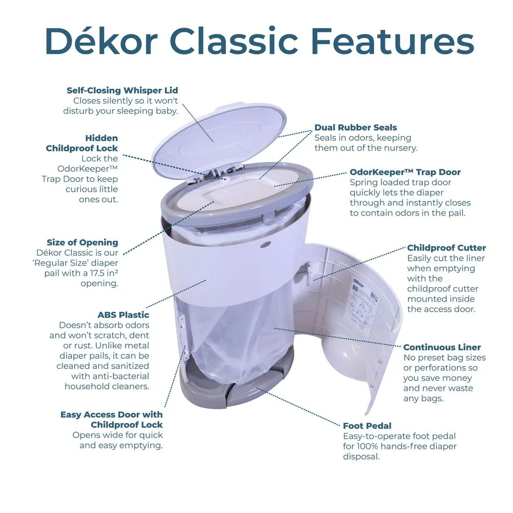 Dekor Classic Diaper Pail Gift Set - White