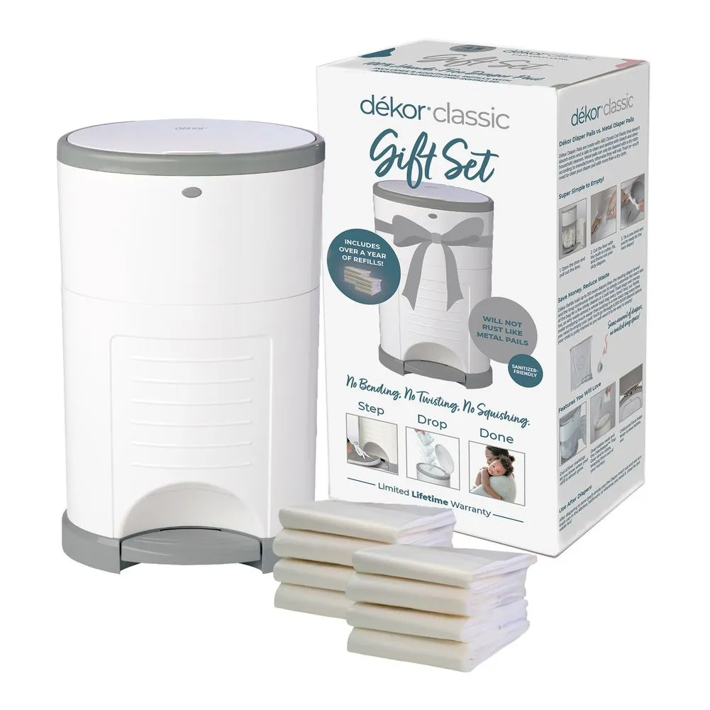 Dekor Classic Diaper Pail Gift Set - White