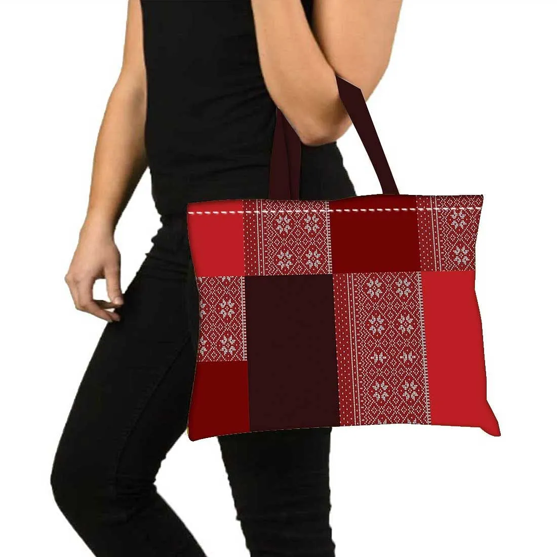 Designer Tote Bag With Zip Beach Gym Travel Bags -  Box Pattern