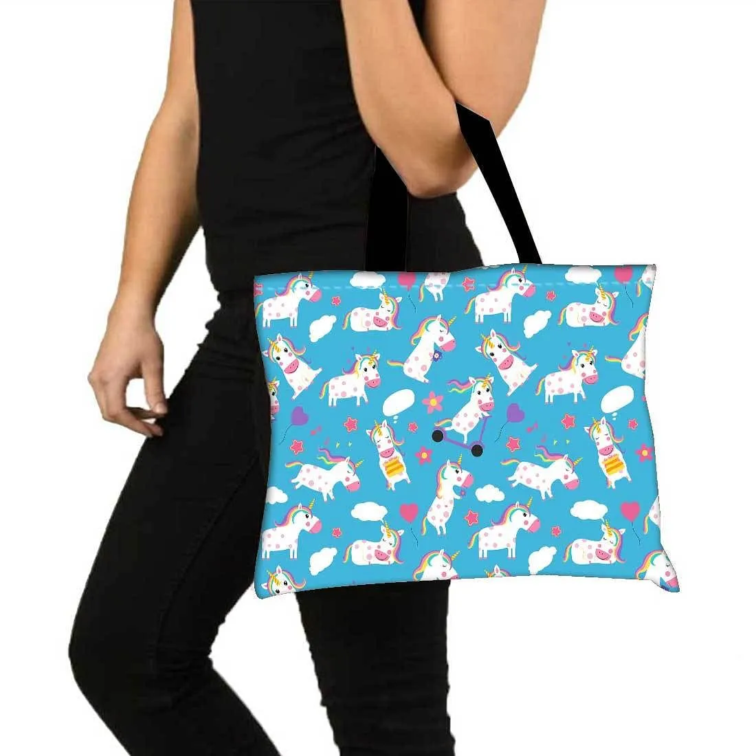 Designer Tote Bag With Zip Beach Gym Travel Bags -  Cute Unicorn