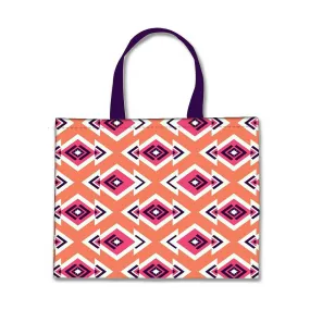 Designer Tote Bag With Zip Beach Gym Travel Bags -  Diamond Pattern Pink