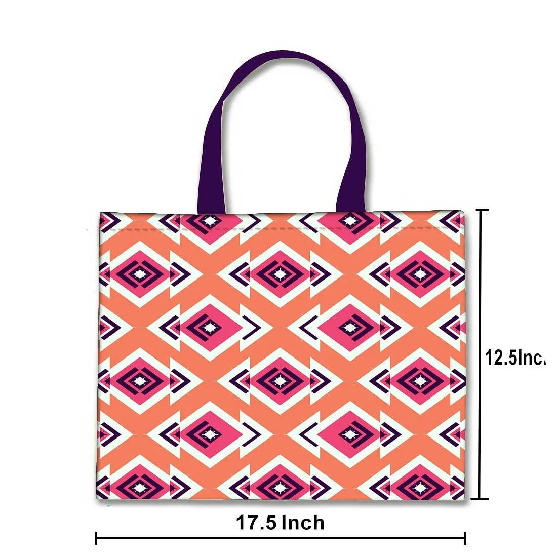 Designer Tote Bag With Zip Beach Gym Travel Bags -  Diamond Pattern Pink